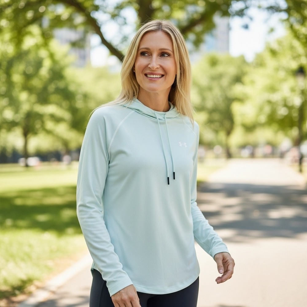 Under Armour Womens Loose Fit Hoodie Light Mint Green Athletic Pullover Large